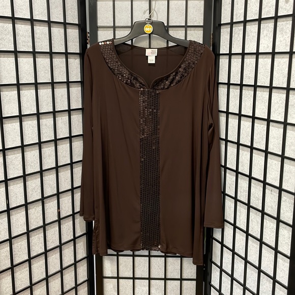 Your Best Friend, Dark Brown Sequin Embellished Top, SZ XL NWOT - Picture 1 of 7